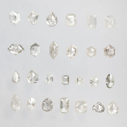 5.05 CT, 26 Pcs Misty White Rustic Diamond Lot | Natural Mix Shape Earth Mined Loose Diamonds for Custom Jewelry