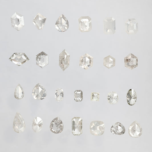 5.05 CT, 26 Pcs Misty White Rustic Diamond Lot | Natural Mix Shape Earth Mined Loose Diamonds for Custom Jewelry