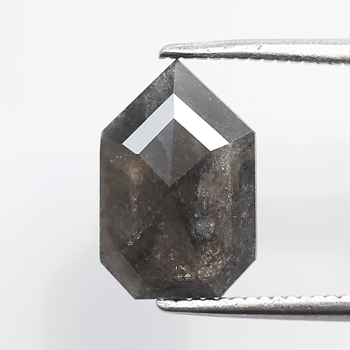 2.12 CT Geometric Cut Salt and Pepper Diamond, Gray Black Natural Loose Diamond, 11.30 mm Conflict Free Stone for Custom Ring