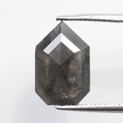 2.12 CT Geometric Cut Salt and Pepper Diamond, Gray Black Natural Loose Diamond, 11.30 mm Conflict Free Stone for Custom Ring