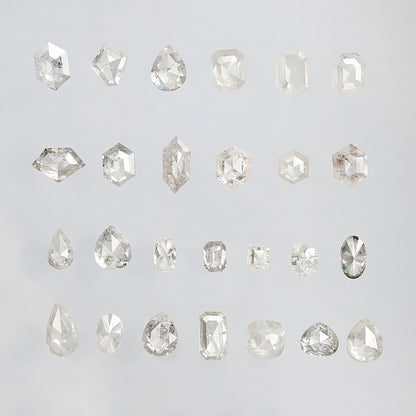 5.05 CT, 26 Pcs Misty White Rustic Diamond Lot | Natural Mix Shape Earth Mined Loose Diamonds for Custom Jewelry