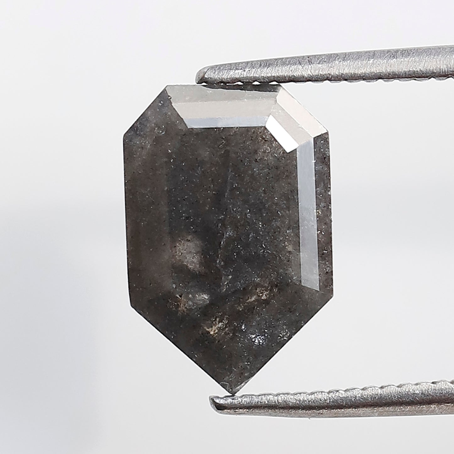 2.12 CT Geometric Cut Salt and Pepper Diamond, Gray Black Natural Loose Diamond, 11.30 mm Conflict Free Stone for Custom Ring