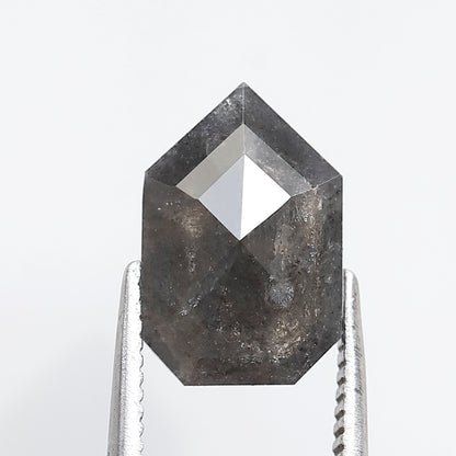 2.12 CT Geometric Cut Salt and Pepper Diamond, Gray Black Natural Loose Diamond, 11.30 mm Conflict Free Stone for Custom Ring