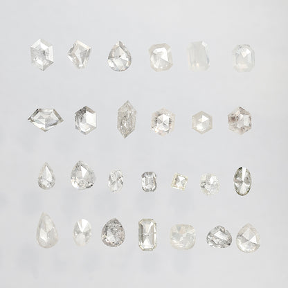 5.05 CT, 26 Pcs Misty White Rustic Diamond Lot | Natural Mix Shape Earth Mined Loose Diamonds for Custom Jewelry