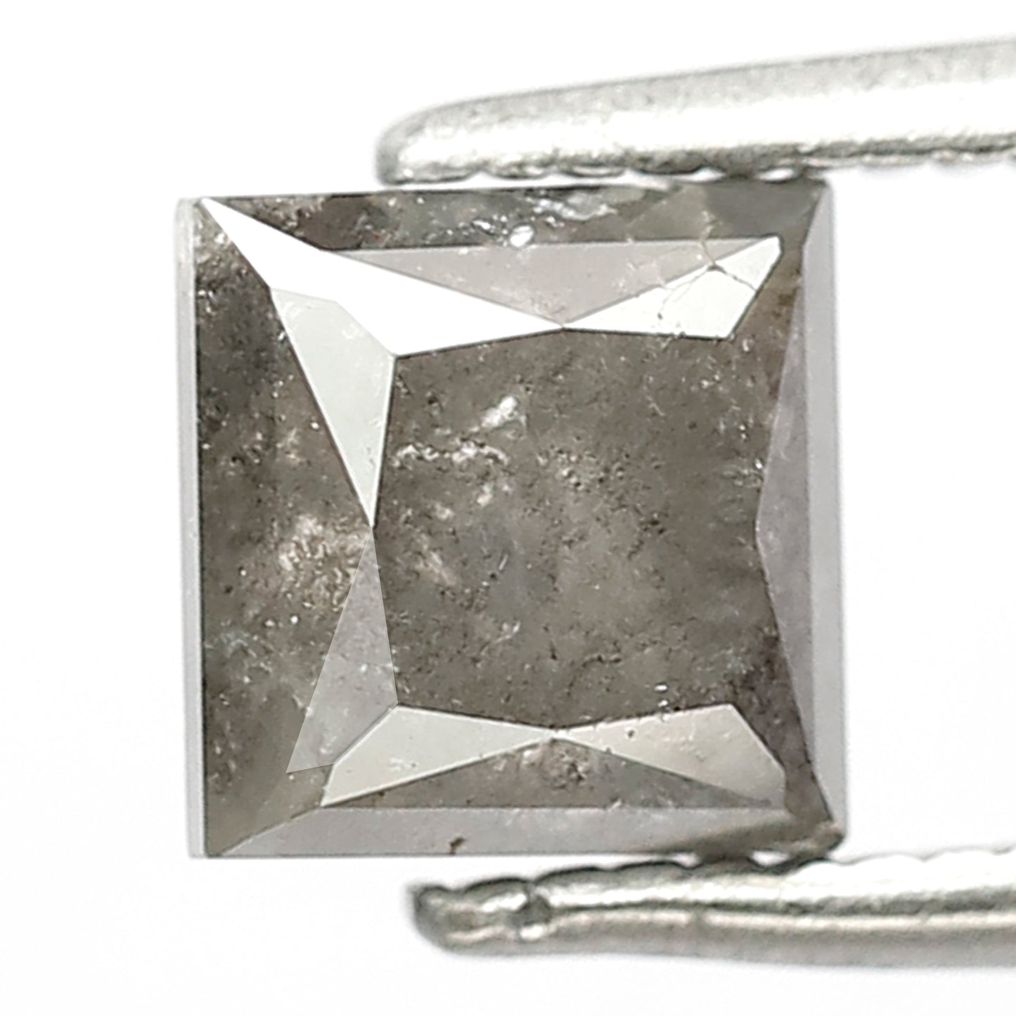 5.6 MM Natural Grey Black Color Diamond 1.49 CT Loose Natural Princess Shape Salt and Pepper Diamond For Custom Design Jewelry
