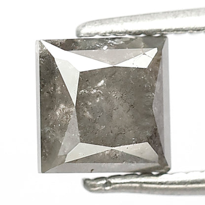 5.6 MM Natural Grey Black Color Diamond 1.49 CT Loose Natural Princess Shape Salt and Pepper Diamond For Custom Design Jewelry
