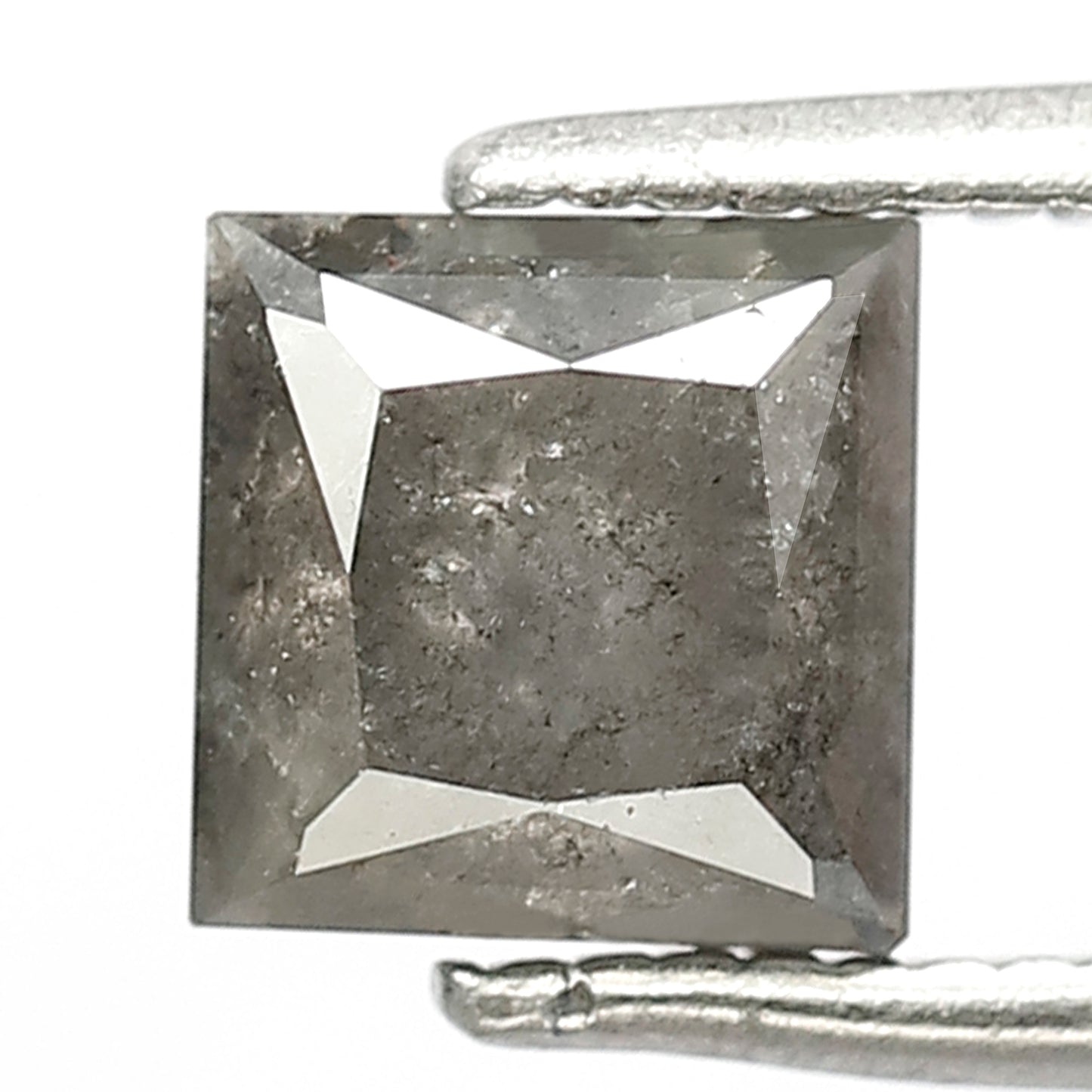 5.6 MM Natural Grey Black Color Diamond 1.49 CT Loose Natural Princess Shape Salt and Pepper Diamond For Custom Design Jewelry