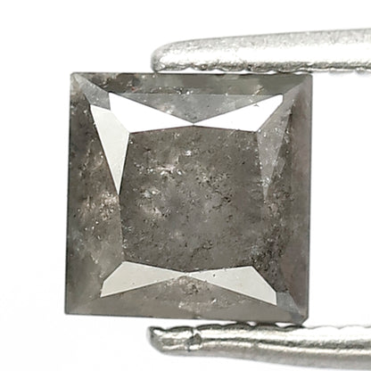 5.6 MM Natural Grey Black Color Diamond 1.49 CT Loose Natural Princess Shape Salt and Pepper Diamond For Custom Design Jewelry
