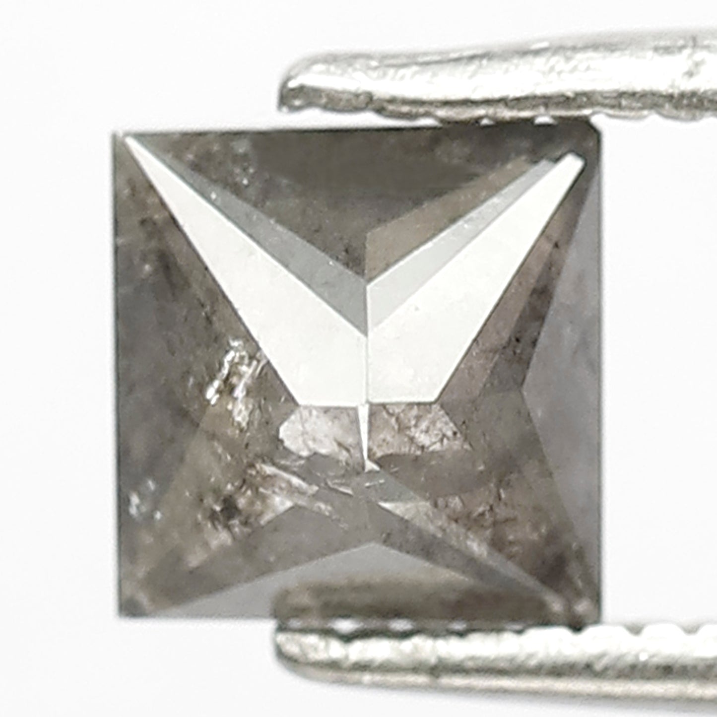 5.6 MM Natural Grey Black Color Diamond 1.49 CT Loose Natural Princess Shape Salt and Pepper Diamond For Custom Design Jewelry
