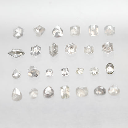 5.05 CT, 26 Pcs Misty White Rustic Diamond Lot | Natural Mix Shape Earth Mined Loose Diamonds for Custom Jewelry
