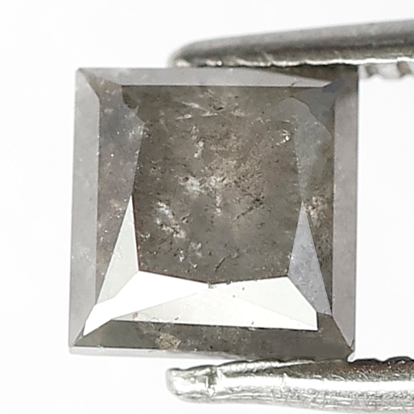 5.6 MM Natural Grey Black Color Diamond 1.49 CT Loose Natural Princess Shape Salt and Pepper Diamond For Custom Design Jewelry