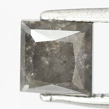 5.6 MM Natural Grey Black Color Diamond 1.49 CT Loose Natural Princess Shape Salt and Pepper Diamond For Custom Design Jewelry
