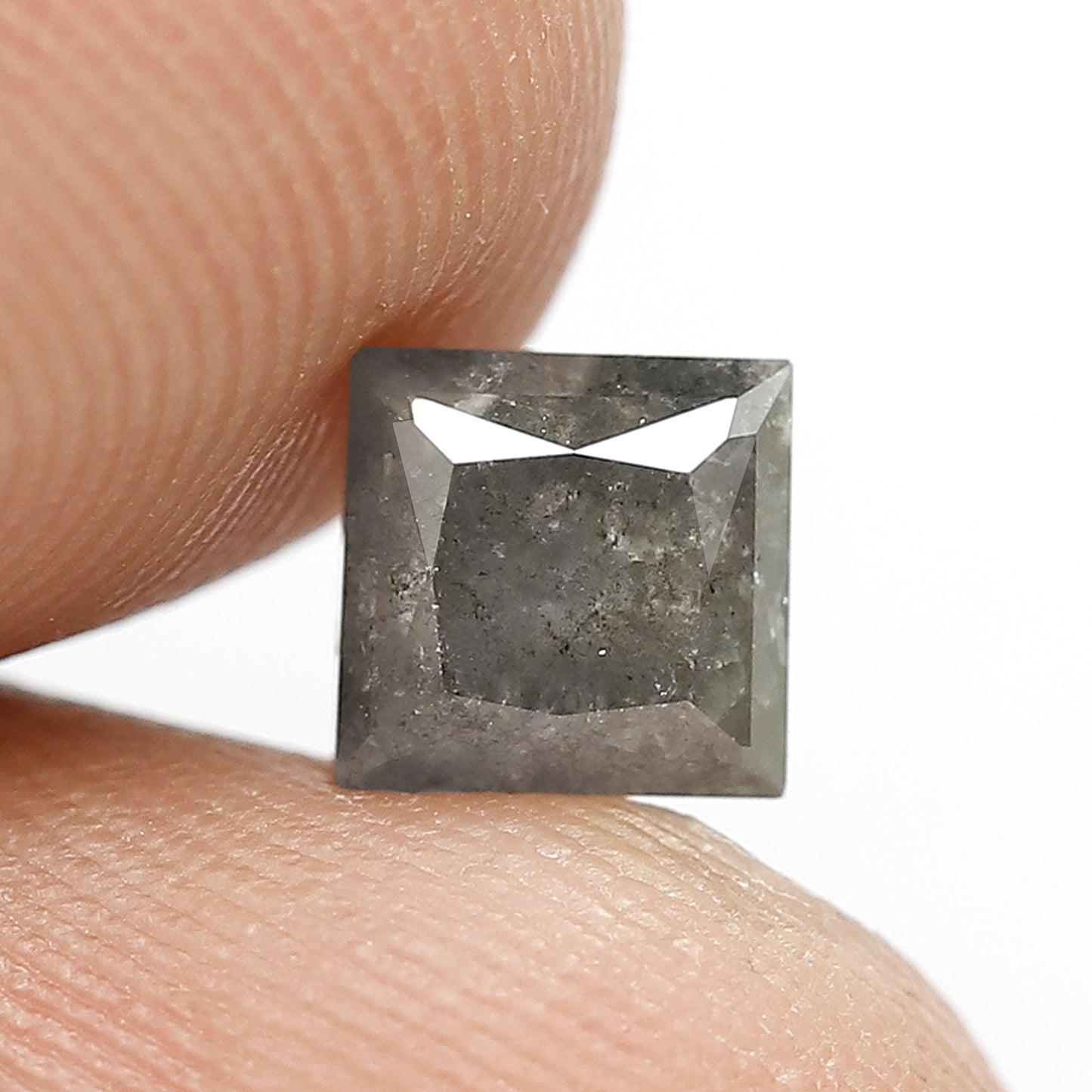 5.6 MM Natural Grey Black Color Diamond 1.49 CT Loose Natural Princess Shape Salt and Pepper Diamond For Custom Design Jewelry