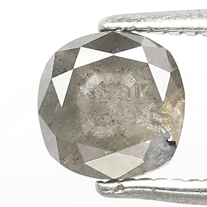 1.05 CT Natural Grey Black Color 5.9 MM Loose Cushion Shape Diamond Conflict Free Salt and Pepper Diamond