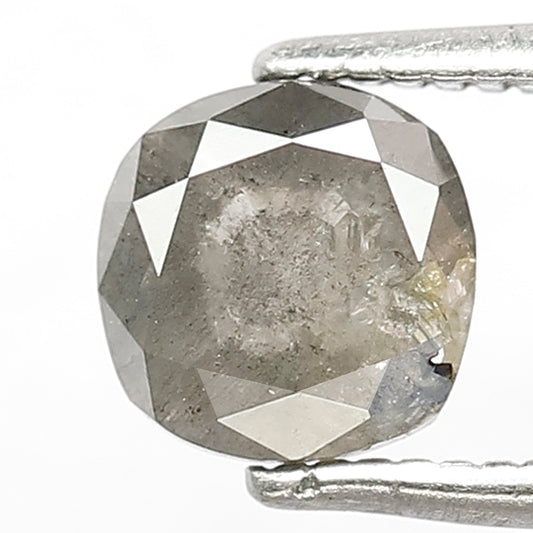 1.05 CT Natural Grey Black Color 5.9 MM Loose Cushion Shape Diamond Conflict Free Salt and Pepper Diamond
