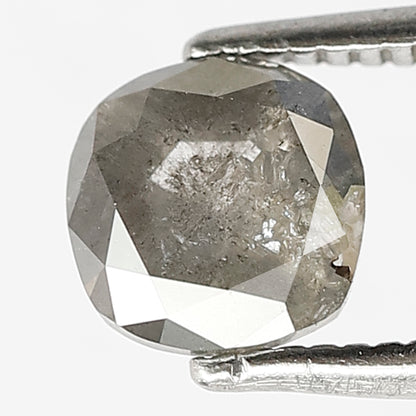 1.05 CT Natural Grey Black Color 5.9 MM Loose Cushion Shape Diamond Conflict Free Salt and Pepper Diamond
