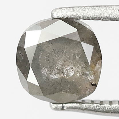 1.05 CT Natural Grey Black Color 5.9 MM Loose Cushion Shape Diamond Conflict Free Salt and Pepper Diamond