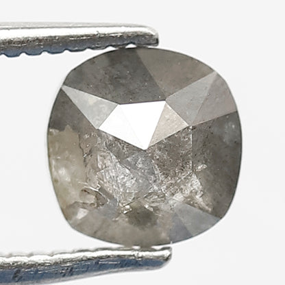 1.05 CT Natural Grey Black Color 5.9 MM Loose Cushion Shape Diamond Conflict Free Salt and Pepper Diamond
