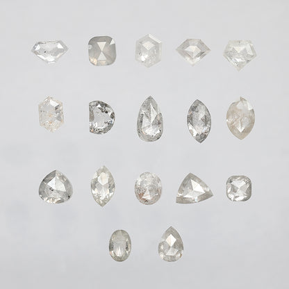 5.09 CT Mix Shape Rustic Diamond Lot – Natural Loose Misty White Diamonds 3.50 mm to 6.00 mm for Jewelry Making & Rings