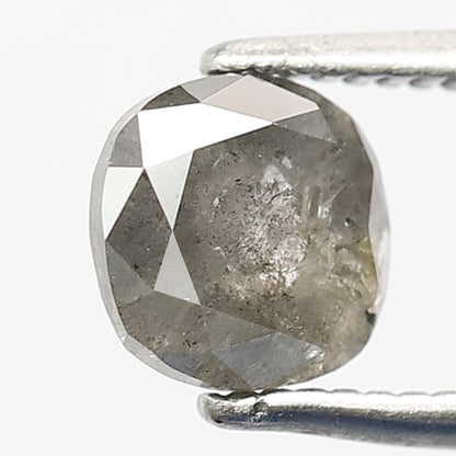 1.05 CT Natural Grey Black Color 5.9 MM Loose Cushion Shape Diamond Conflict Free Salt and Pepper Diamond