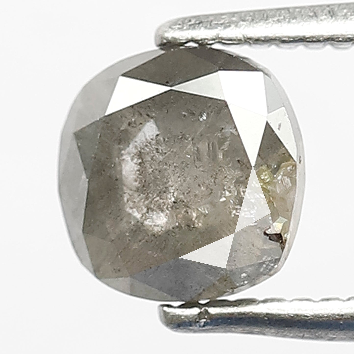 1.05 CT Natural Grey Black Color 5.9 MM Loose Cushion Shape Diamond Conflict Free Salt and Pepper Diamond