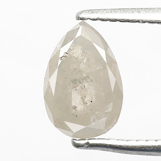 1.18 CT Pear Shape Earth Mined Smokey Grey Color 7.8 MM Loose Natural Salt and Pepper Diamond Prong Setting Ring