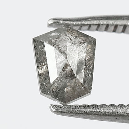 Natural Gray Black Shield Cut Diamond 0.60 CT, Salt and Pepper Loose Diamond, Ethical Earth Mined Diamond for Custom Jewelry