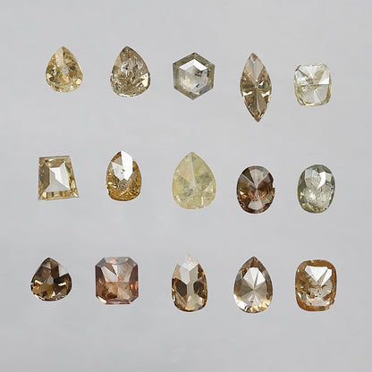 4.25 CT Fancy Color Rustic Diamond Lot – 15 Pcs Natural Earth Mined Mix Shape Loose Diamonds for Jewelry Making