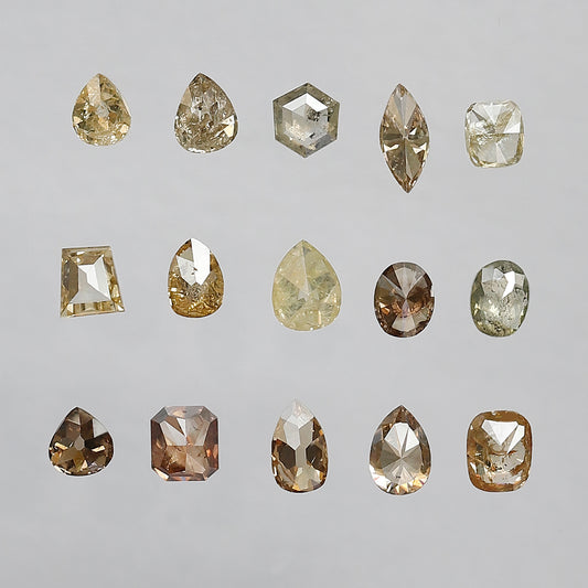 4.25 CT Fancy Color Rustic Diamond Lot – 15 Pcs Natural Earth Mined Mix Shape Loose Diamonds for Jewelry Making
