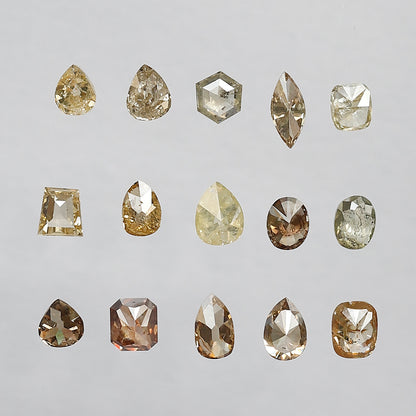 4.25 CT Fancy Color Rustic Diamond Lot – 15 Pcs Natural Earth Mined Mix Shape Loose Diamonds for Jewelry Making