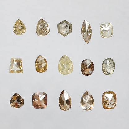 4.25 CT Fancy Color Rustic Diamond Lot – 15 Pcs Natural Earth Mined Mix Shape Loose Diamonds for Jewelry Making