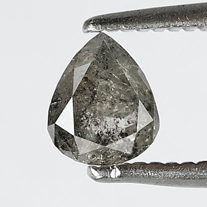 0.45 CT Natural Gray Black Diamond, Pear Cut Salt and Pepper Loose Diamond, 5.30 x 4.50 MM Ethical Earth Mined Diamond