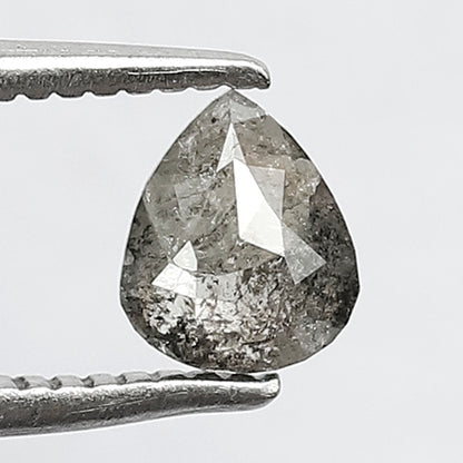 0.45 CT Natural Gray Black Diamond, Pear Cut Salt and Pepper Loose Diamond, 5.30 x 4.50 MM Ethical Earth Mined Diamond