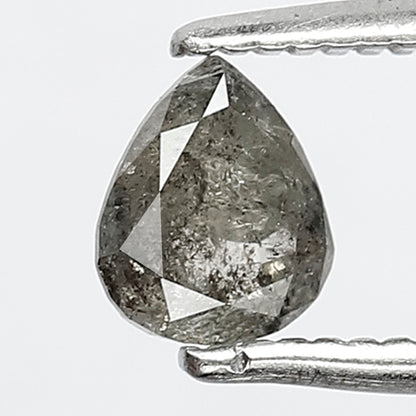 0.45 CT Natural Gray Black Diamond, Pear Cut Salt and Pepper Loose Diamond, 5.30 x 4.50 MM Ethical Earth Mined Diamond