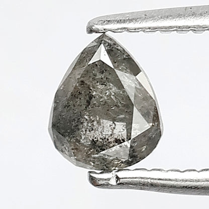 0.45 CT Natural Gray Black Diamond, Pear Cut Salt and Pepper Loose Diamond, 5.30 x 4.50 MM Ethical Earth Mined Diamond