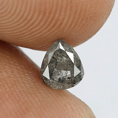 0.45 CT Natural Gray Black Diamond, Pear Cut Salt and Pepper Loose Diamond, 5.30 x 4.50 MM Ethical Earth Mined Diamond