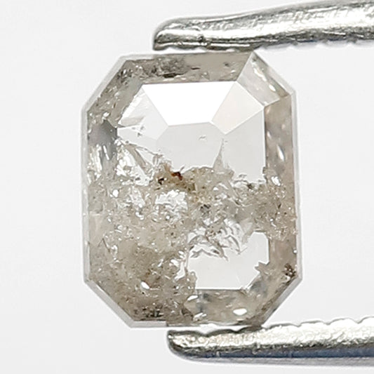 0.79 CT Loose Natural Translucent Grey Black Color Diamond Conflict Free 5.8 MM Emerald Shape Salt and Pepper Diamond
