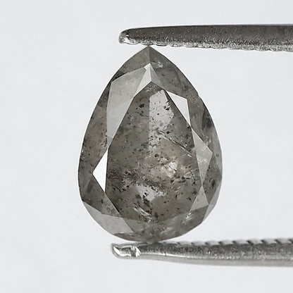 2.00 CT Pear Shape Salt and Pepper Diamond, 8.90 mm Natural Gray Black Loose Earth Mined Diamond For Engagement Ring