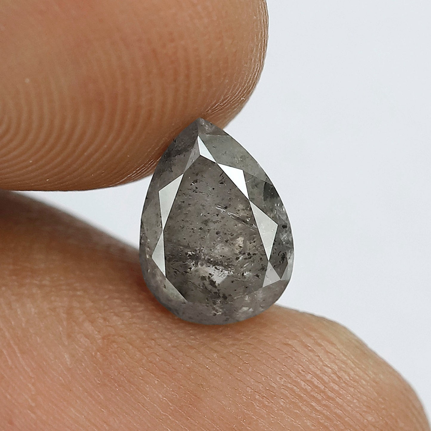 2.00 CT Pear Shape Salt and Pepper Diamond, 8.90 mm Natural Gray Black Loose Earth Mined Diamond For Engagement Ring