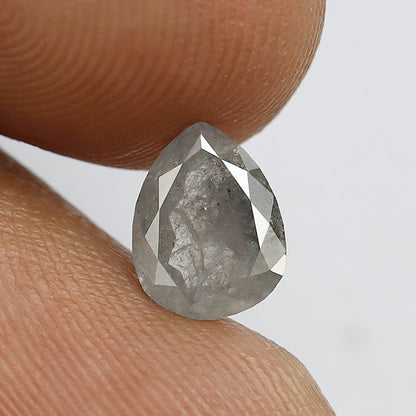 Natural Misty Gray Black Pear Shape Diamond 1.21 CT, Salt and Pepper Loose Diamond, Ethical Conflict Free Diamond for Jewelry Making