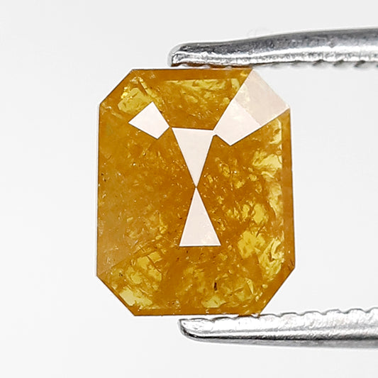 0.92 CT Natural Emerald Shape Diamond, Yellowish Loose Rustic Earth Mined Diamond For Engagement Ring