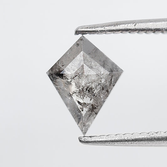 0.57 CT Kite Salt and Pepper Diamond, Gray Black Natural Loose Diamond 7.80 mm, Conflict Free Stone for Bridal Ring