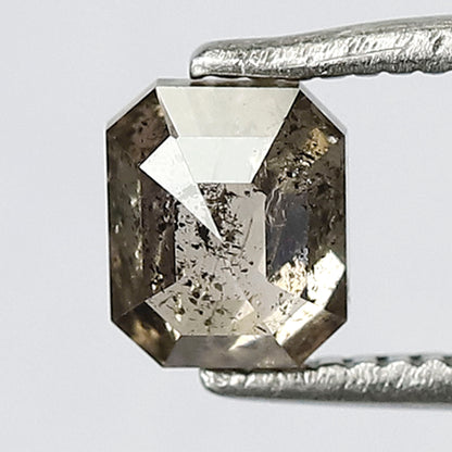 Natural Champagne Salt and Pepper Diamond 0.80 CT, Emerald Cut Translucent Loose Diamond for Engagement Ring Jewelry