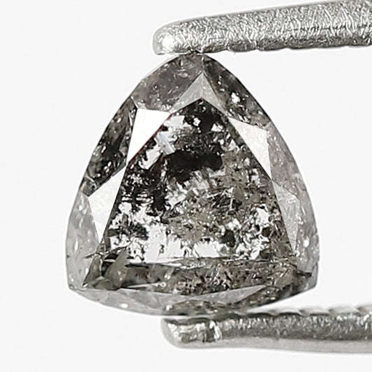 0.81 CT Loose Natural Triangle Shape Diamond 5.7 MM Fancy Grey Black Color Earth Mined Salt and Pepper Diamond Custom Wedding Ring
