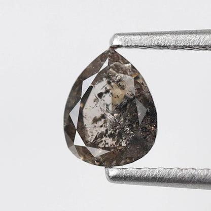 Pear Shape 0.70 Ct Salt and Pepper Diamond, 6.30 mm Natural Gray Black Loose Stone for Custom Ring