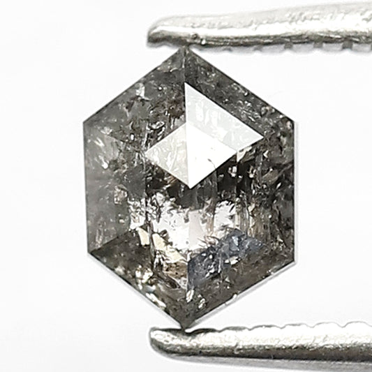 6 MM Elongated Hexagon Shape Diamond 0.71 CT Loose Natural Grey Black Ethically Sourced Salt and Pepper Diamond Wedding Ring