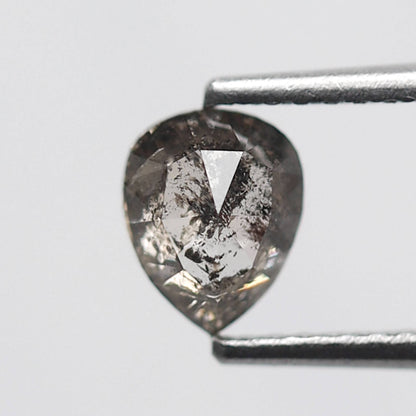 Pear Shape 0.70 Ct Salt and Pepper Diamond, 6.30 mm Natural Gray Black Loose Stone for Custom Ring
