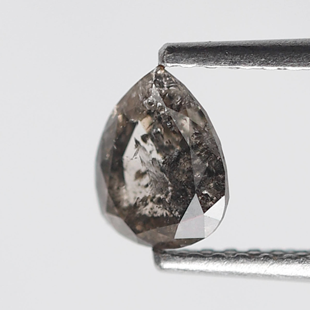 Pear Shape 0.70 Ct Salt and Pepper Diamond, 6.30 mm Natural Gray Black Loose Stone for Custom Ring