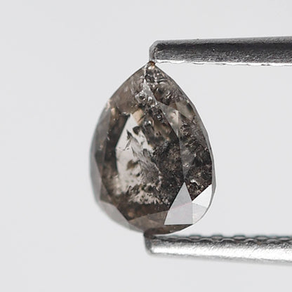 Pear Shape 0.70 Ct Salt and Pepper Diamond, 6.30 mm Natural Gray Black Loose Stone for Custom Ring