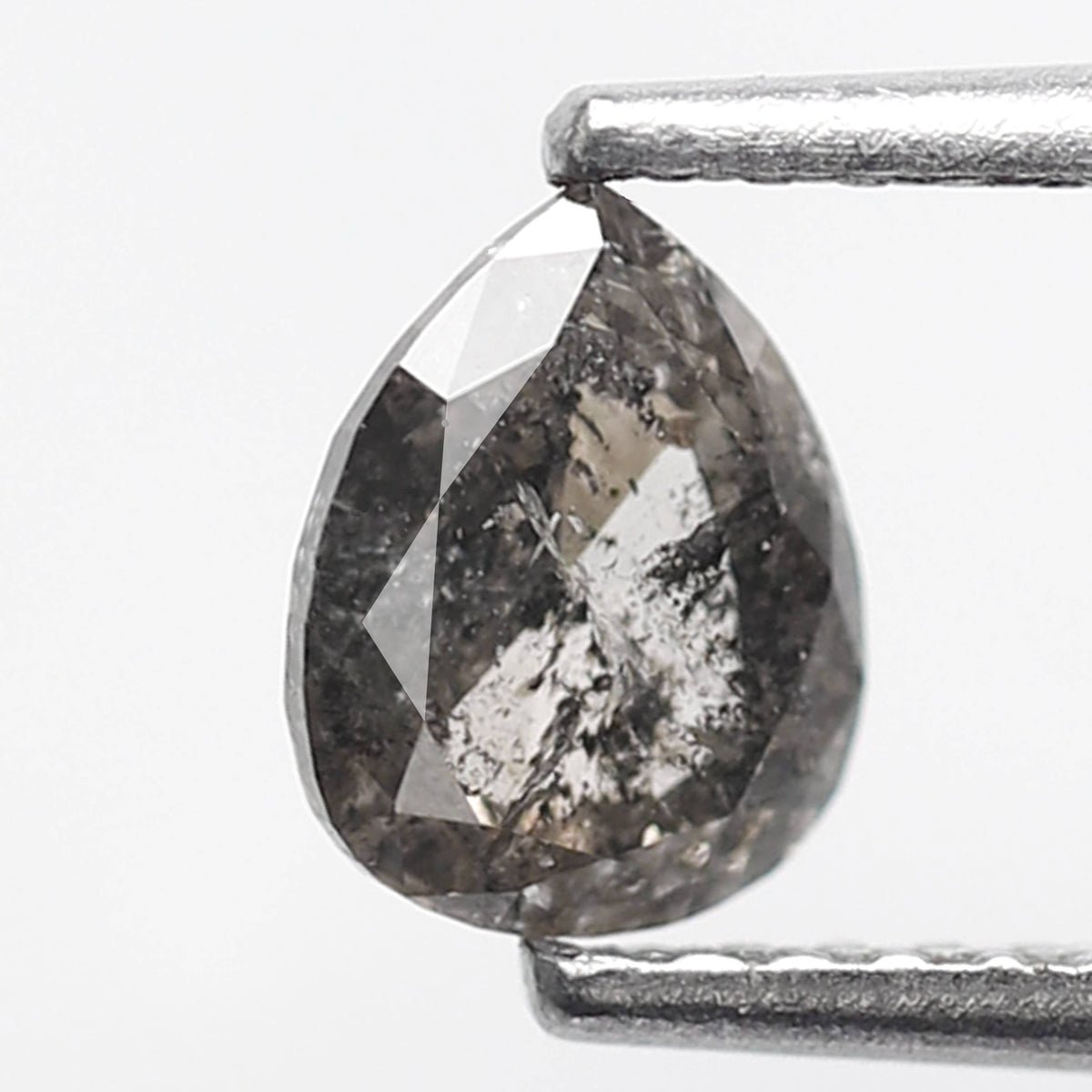 Pear Shape 0.70 Ct Salt and Pepper Diamond, 6.30 mm Natural Gray Black Loose Stone for Custom Ring